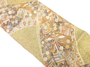 糸巻きに鳳凰・花模様織り出し　袋帯